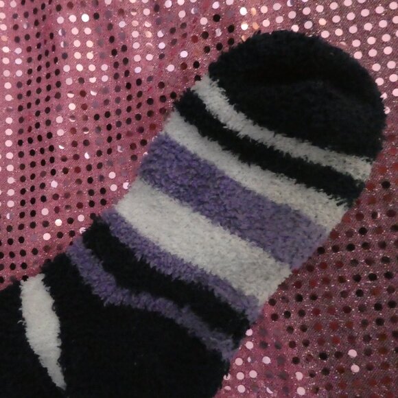 Navy, Purple, White | Striped Stretchy Soft Chenille Socks - Picture 5 of 14